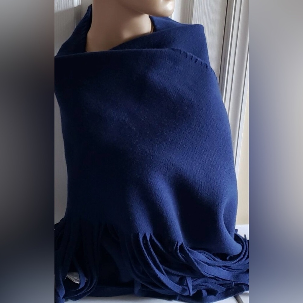 BURBERRY Cashmere Blend Navy Blue Fringe Scarf/Wrap. Price is firm